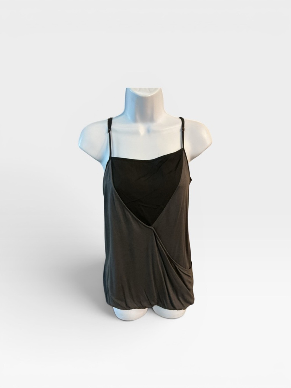 Banana Republic Black & Gray Draped Layered Cami with Adjustable Straps NWT